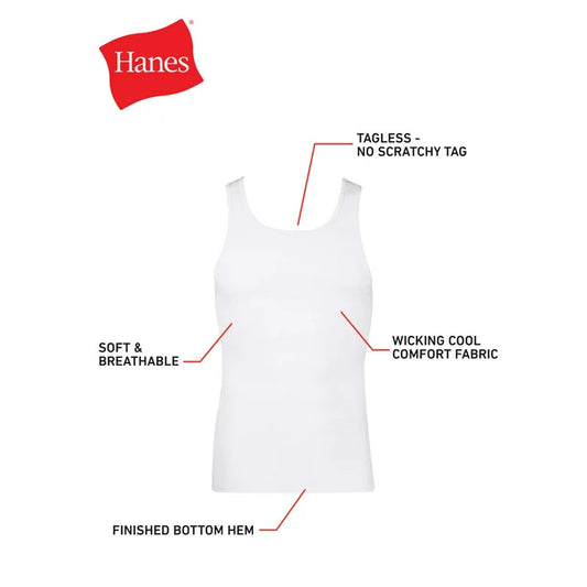 Hanes Men's Value Pack White Tank Undershirts