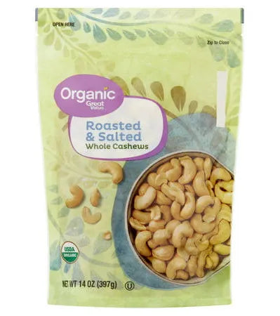 Great Value Organic Roasted & Salted Whole Cashews